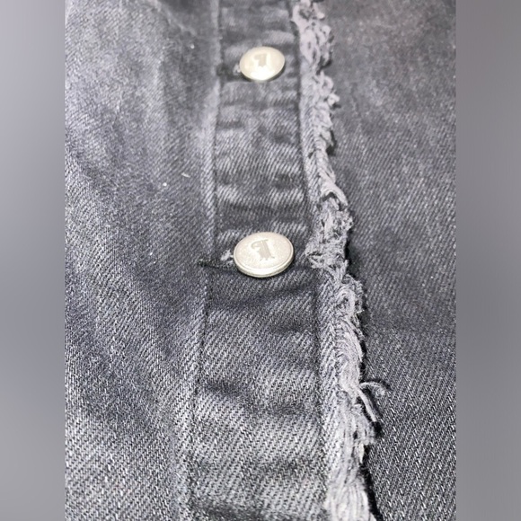 ANTHROPOLOGIE Brand PILCRO Black Wash Denim Fringe A Line Button Up Skirt Luxury - Picture 11 of 11